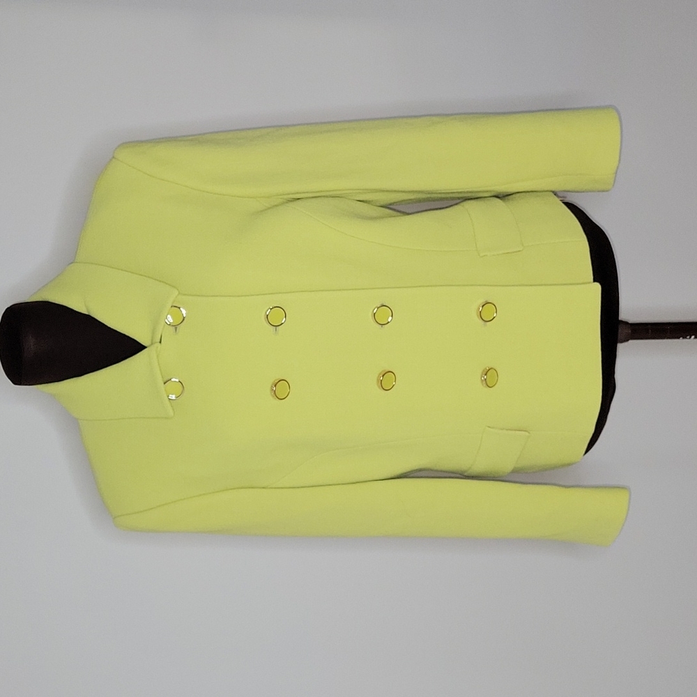Griffith Gray for St John Lime Green Wool Double Breasted Blazer, Size 10